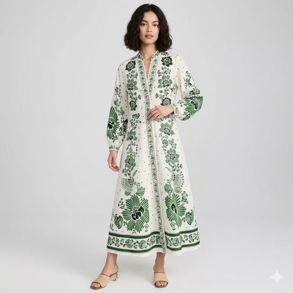 Christian Lacroix Dresses & Skirts - NWT Christian Lacroix Forest Soul Botanical Print Linen Blend Midi Green Dress